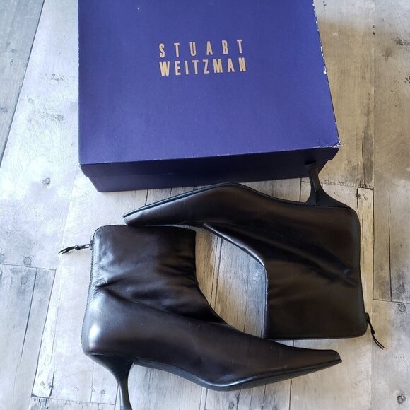 Unworn - Stuart Weitzman Apollo Dark Brown Leather Heel Boots - Size 10.5 - Picture 1 of 8